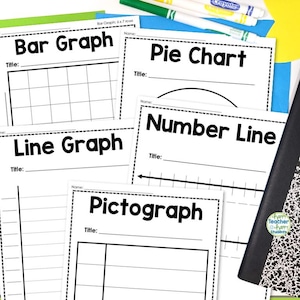 Blanco grafieksjablonen: staafdiagram, cirkeldiagram, pictogram, lijngrafiek en getallenlijn (grafische activiteit wiskunde voor thuisonderwijs)