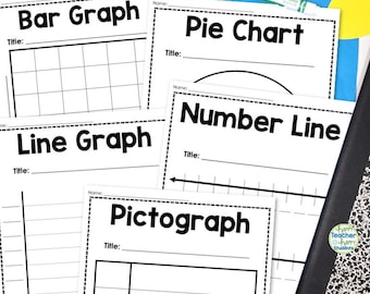 Blank Graph Templates: Bar Graph, Pie Chart, Pictograph, Line Graph and Number Line (Homeschool Math Graphing Activity)