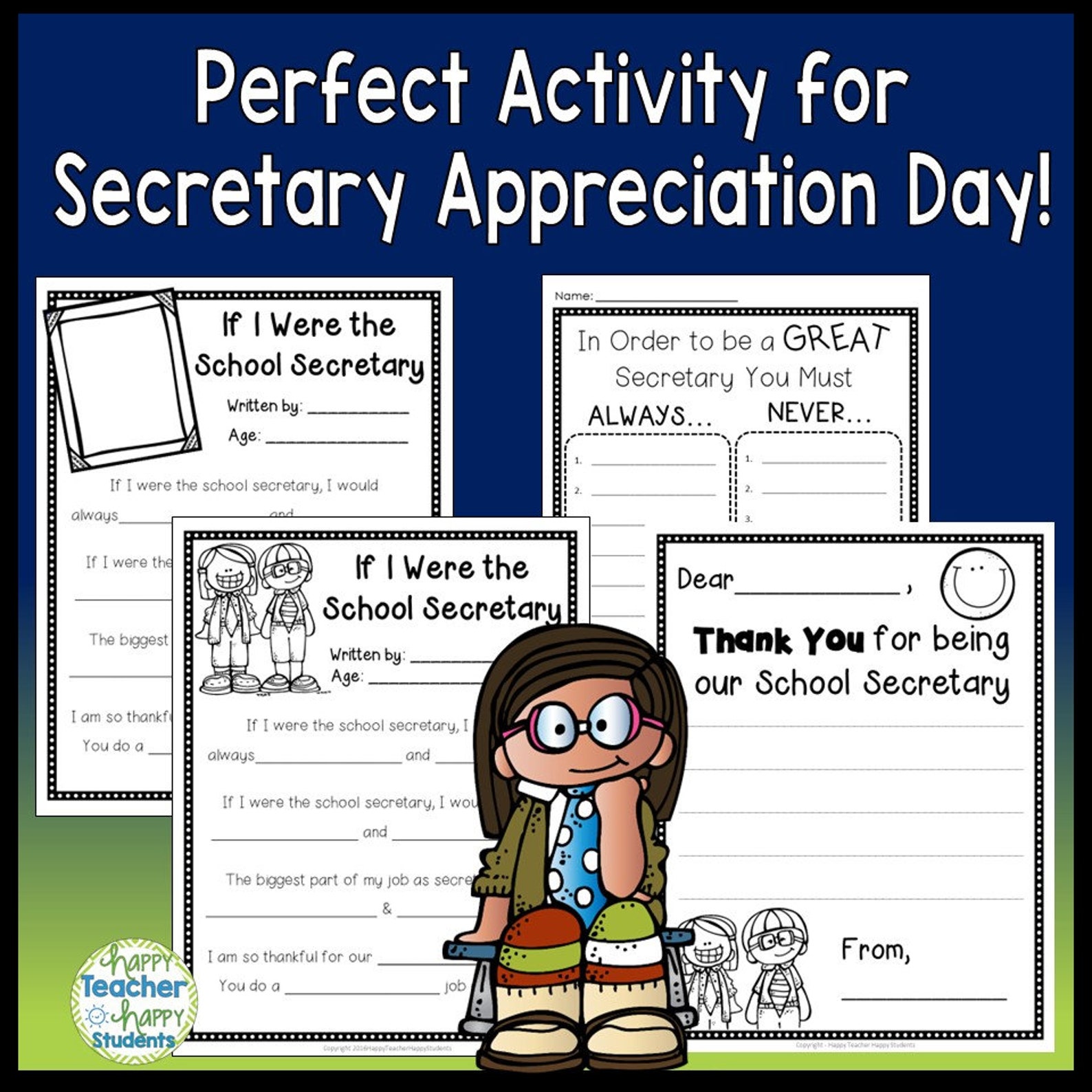 If I Were School Secretary School Secretary Appreciation Day School Secretary Thank You Card