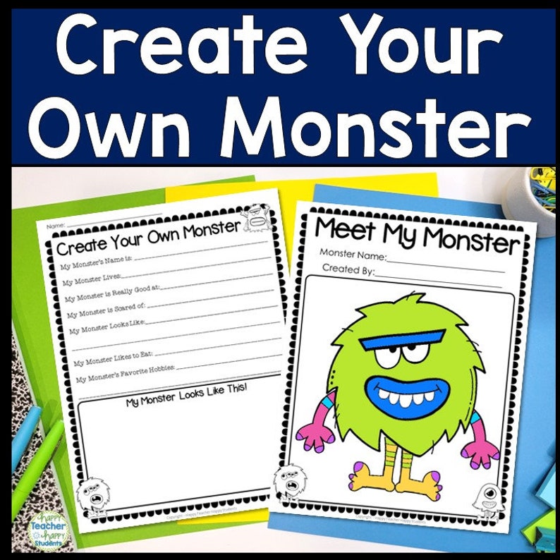 Create a Monster Writing Activity: Printable Monster Worksheet (digital ...