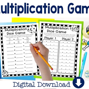 Multiplication Dice Game | 4 Options | Multiplication Game Printable Math Game, Homeschool Math Game, Multiplication Facts Practice