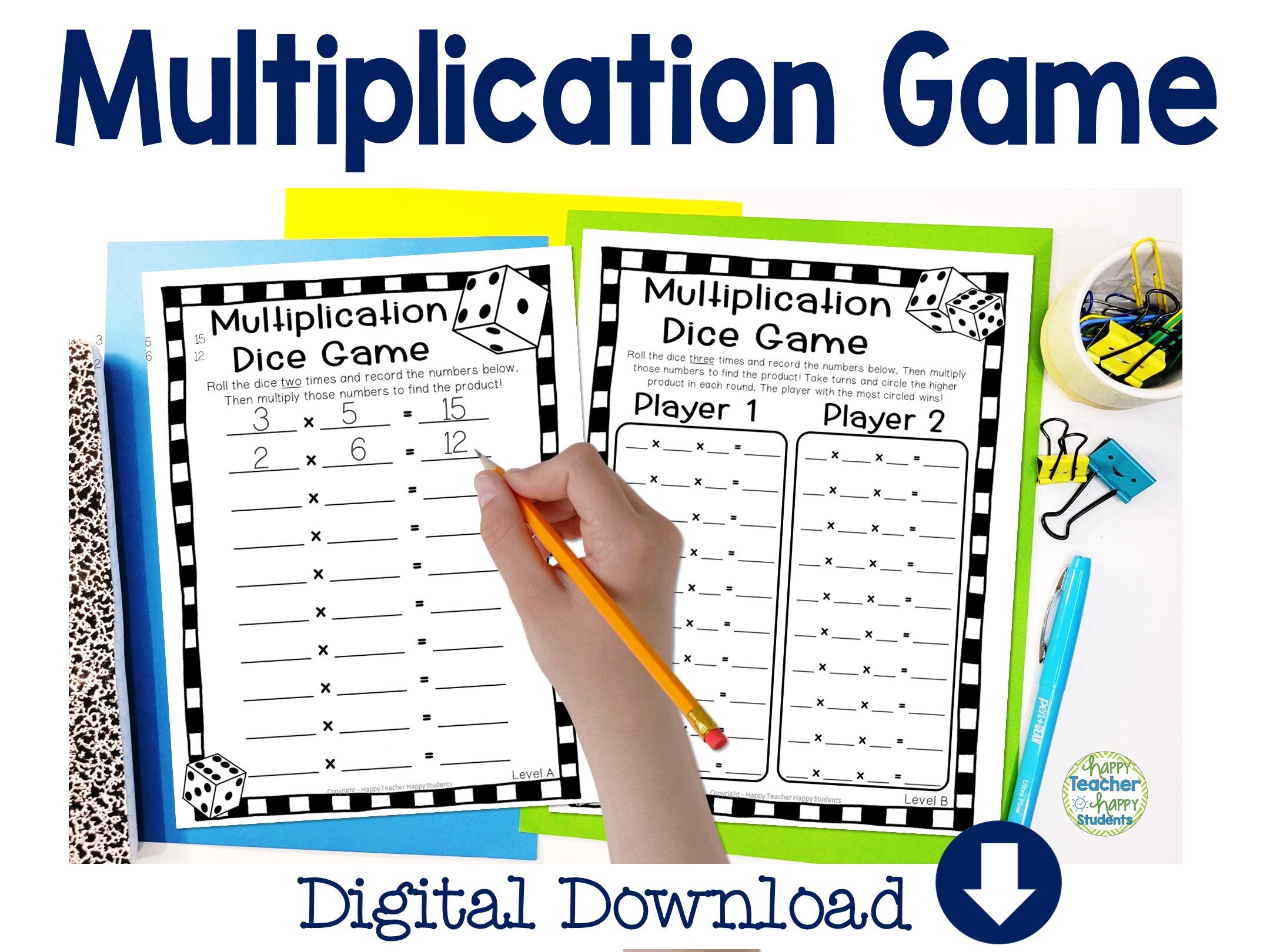 Multiplication Dice Game 4 Options Multiplication Game Printable