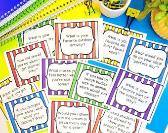 180 Conversation Starters Questions for Kids, Question Cards, Conversation Cards for Kids & Teens, Printable Icebreaker Questions for Family
