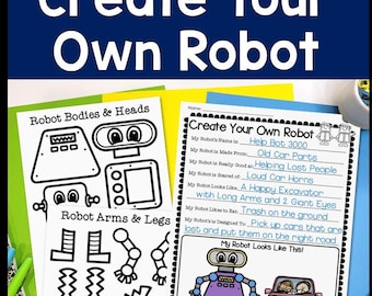 Create Your Own Robot Activity: STEM Robot Craft Worksheets (Digital Download PDF)