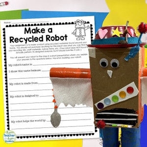 Make a Recycled Robot Project, Build a Robot Craft, FUN Robotics STEM Activity, Robotic Project, Build Your Own Robots, Instant Download PDF