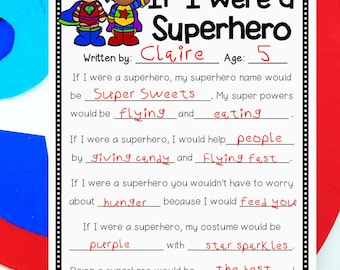 If I Were a Superhero | Superheroes Writing Activity | Superhero Worksheet | Superhero Party Idea | Digital Download | Super Hero Worksheet