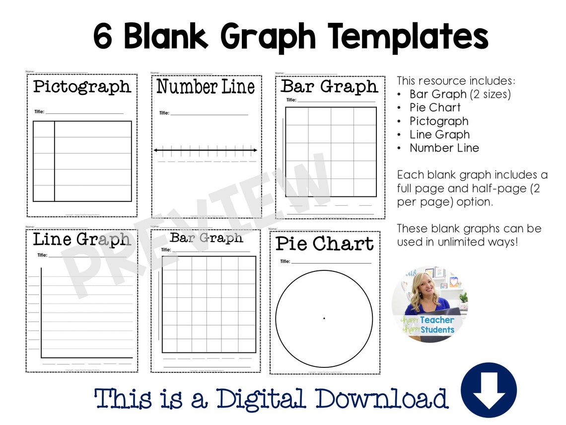 Blank Graph Templates Bar Graph Pie Chart Pictograph Line Etsy