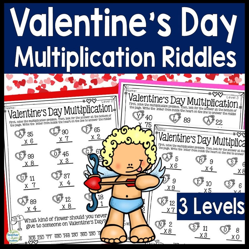 Valentine's Day Multiplication Riddles, Valentine's Day Math Activity ...