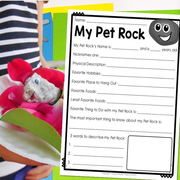 Pet Rock Craft and Writing Activity | Rocks & Minerals Activity or Camping Craft, Pet Rock Writing, Digital Download, Pet Rock Kids Craft