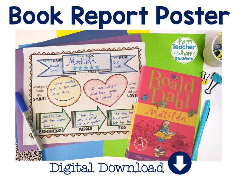 Printable Book Report Poster Template Works With Any Fiction or Non