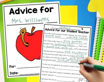 Advice Letter for Student Teacher (Beginning & End) Student Teacher Letter from Students PDF | Student Teacher Gift | Student Teacher Binder