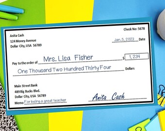 Blank Checks Templates | Use for Writing Large Numbers or in a Classroom Economy | Check Writing Practice | Blank Check Printable for Kids
