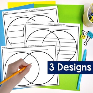 Printable Venn Diagram Template for Kids | 3 Blank Venn Diagram Template options | Instant Download | Compare and Contract Worksheet