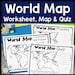 World Map Quiz & Worksheet: Continents and Oceans Test for Kids (PDF ...