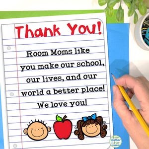 Tarjeta de agradecimiento para la mamá del salón / Gracias para los padres del salón / Nota de regalo para la mamá del salón / Gracias para la mamá del salón / Tarjeta de agradecimiento para la mamá de la clase