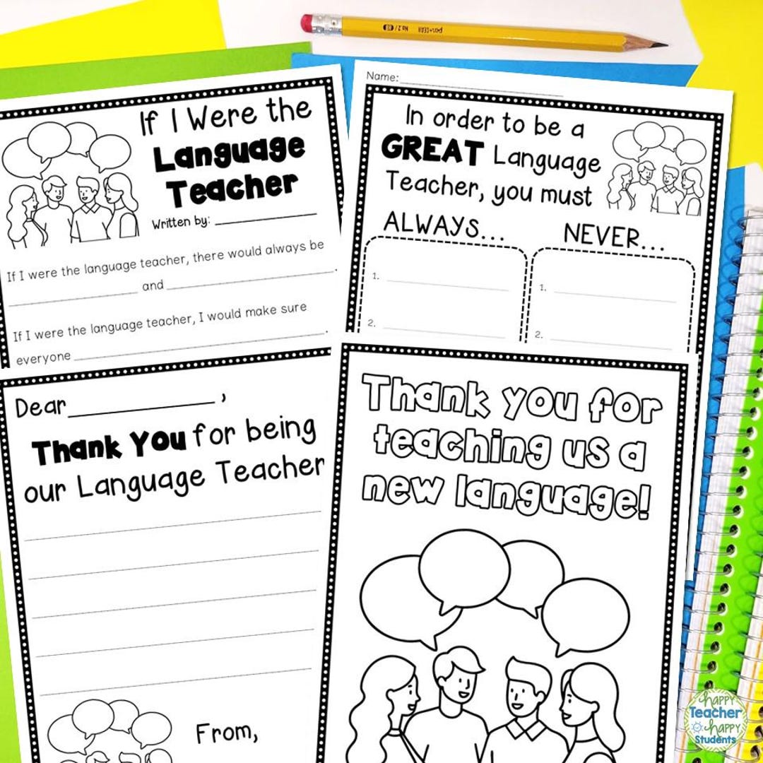 Language Teacher Appreciation Activity: Foreign Language Teacher Thank ...