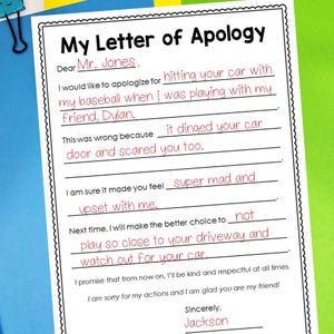 Kinder Entschuldigung Brief Printable | Entschuldigung für Kinder | Wie schreibe ich einen Entschuldigungsbrief | Entschuldigung Hinweis für Kind | Entschuldigung Karte von Kind