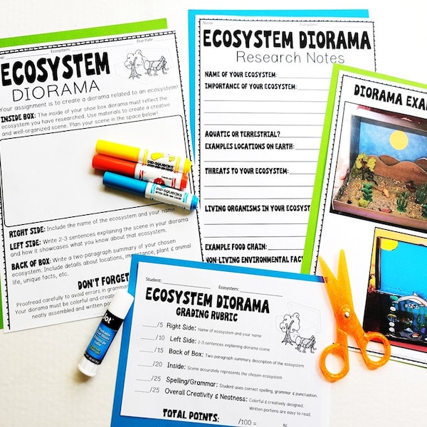 Ecosystem Project, Make a Shoebox Diorama, Use with ANY Ecosystem, Digital Download, Ecosytem Activity, Homeschool Science, Ecosystems Unit