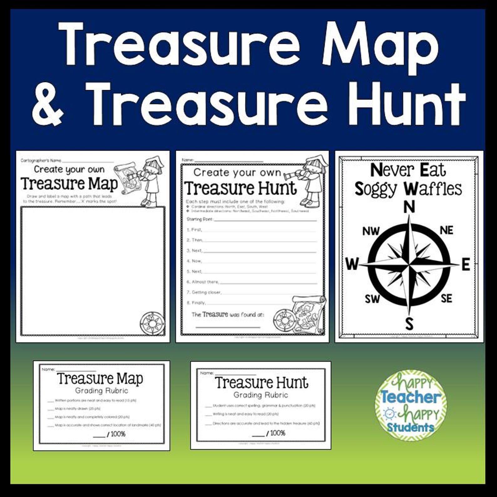 Treasure Map and Treasure Hunt | Cardinal Intermediate Directions ...