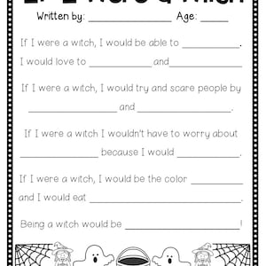 Si yo fuera un fantasma, una bruja o una calabaza / Actividad de escritura de Halloween para niños / Actividad para la fiesta de Halloween / Educación en casa de Halloween / Descarga digital imagen 7