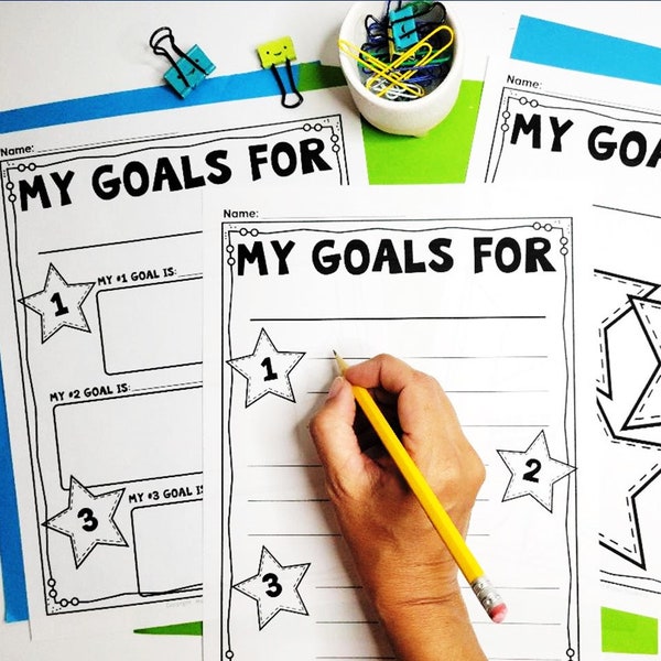 Goal Setting for Kids | Goal Planner Printable for Kids | Student Goal Tracker For All Year | 3 Designs | Goal Planner Template for Kids