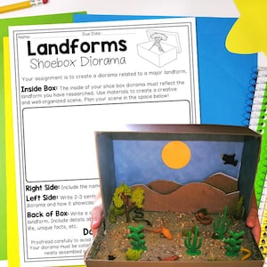 Projeto de Relevo, Decore um Diorama de Caixa de Sapatos para qualquer Relevo dos EUA ou do Mundo, Projeto de Pesquisa de Relevo Mundial, Diorama de Projeto de Relevo dos EUA