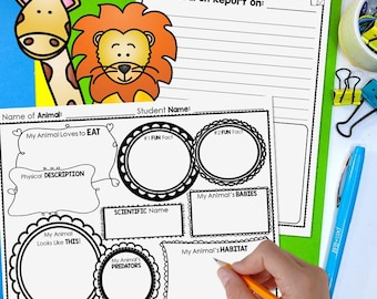 Animal Graphic Organizer | Animal Research Activity Poster & Animal Report | Digital Download | Research an Animal | Homeschool Activity