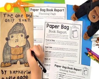 Paper Bag Book Report Template | Decorate a Paper Bag Based on Fiction Book (Digital Download)