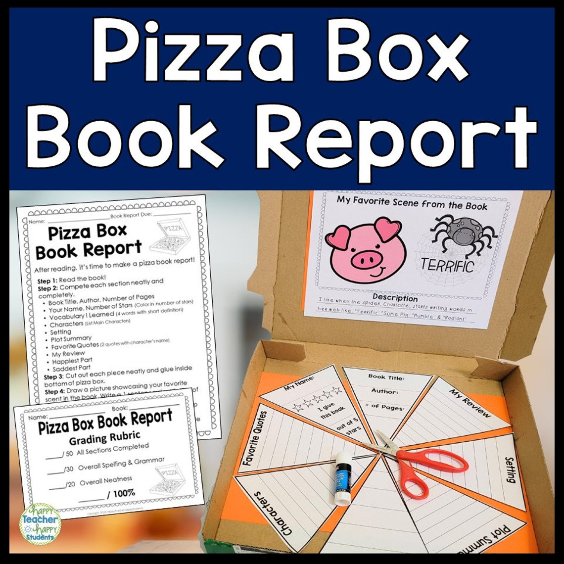 Pizza Box Book Report Template project Directions, Rubric & Example