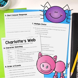 Charlotte&#39;s Web Test | 4-Page Charlotte&#39;s Web Quiz Assessment with Answer Key | Charlotte&#39;s Web Unit Test | Digital Download