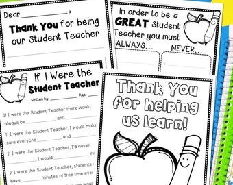 Student Teacher Thank You Card: Student Teacher Gift Idea from Kids (Digital Download)