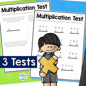 Multiple Digit Multiplication Tests: 2, 3, 4 Digit Problems (Digital Download)