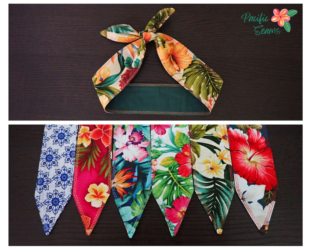 Hawaiian Floral Headbands Various Colors Self Tying Headband Hawaiian