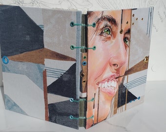 Hand-Painted Canvas Journal: Unique Art Sketchbook, Deckled Edge Paper