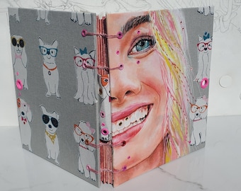 Hand-Painted Blank Journal: Unique Cotton Canvas Cover, Deckled Edge Paper