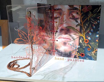 Hand-Painted Travel Journal: Etched Plexiglas Cover, Deckled Edge Paper