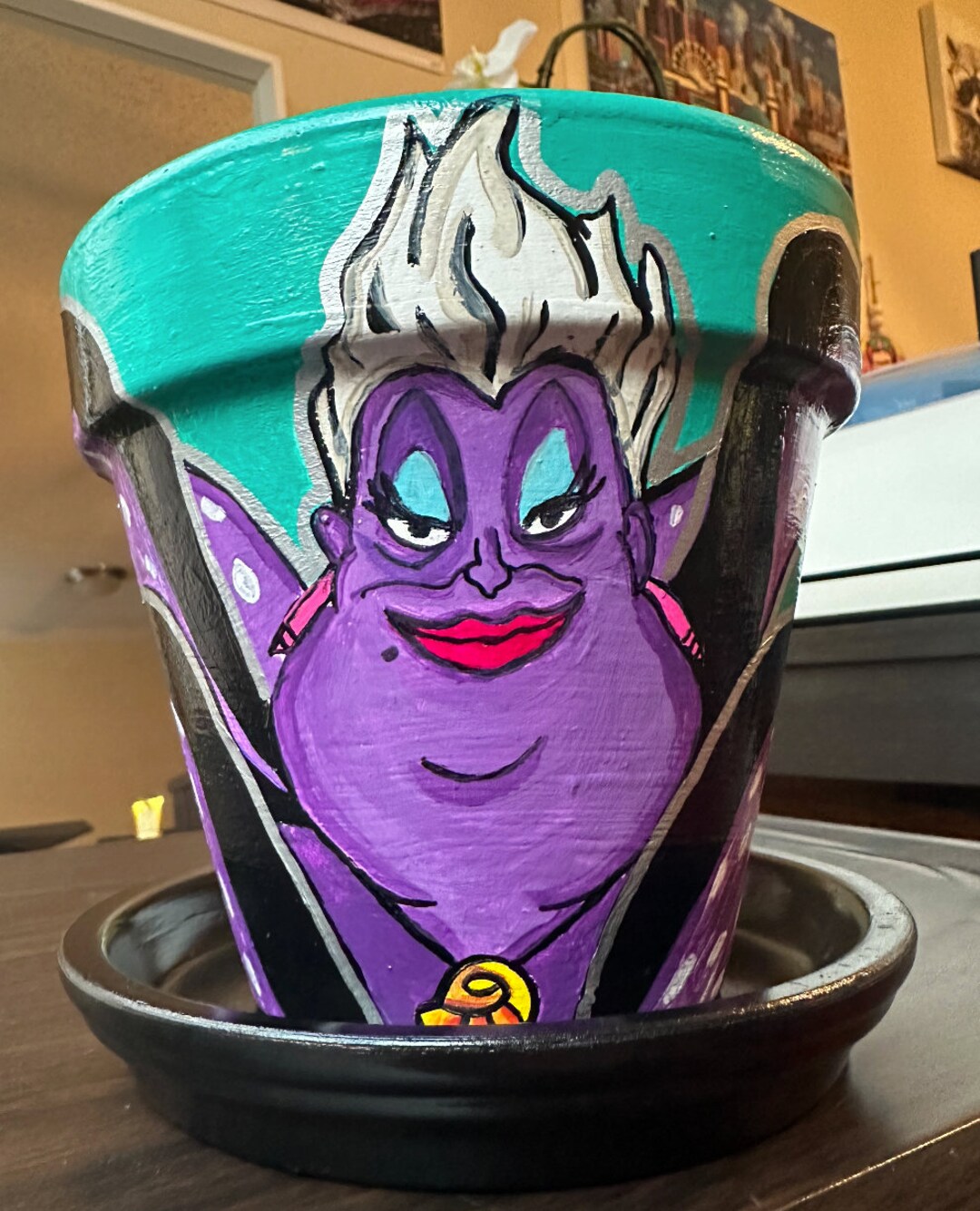 Ursula Clay Pot Hand Painted Purple Pot Octupus Pot Etsy