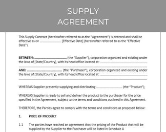 Leveringsovereenkomst, contractovereenkomst, leveringscontractsjabloon, leveringsovereenkomstsjabloon, bewerkbare sjabloon