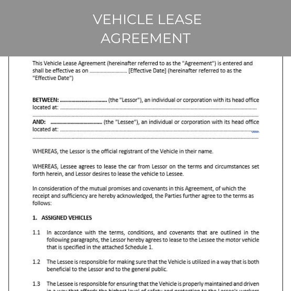 Vehicle Payment Contract Etsy