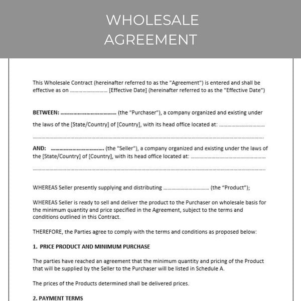 Wholesale Contract Etsy