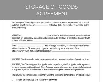 Storage of Goods Agreement