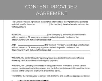 Overeenkomst voor inhoudsprovider