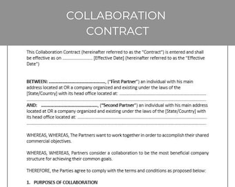 Editable Influencer Brand Collaboration Contract Template Social Media