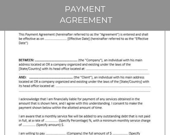 Payment Agreement Contract Template Payment Plan Agreement Etsy Payment Agreement Contract Template Payment Plan Agreement Etsy
