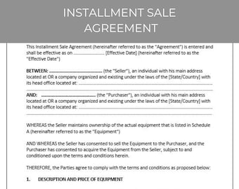 Installment Sale Agreement