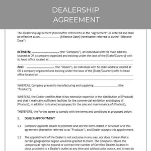 Dealership Agreement