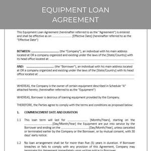 Equipment Loan Agreement