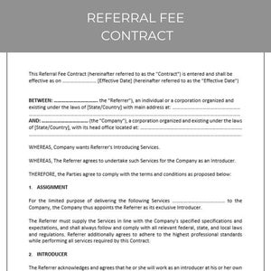Referral Fee Contract
