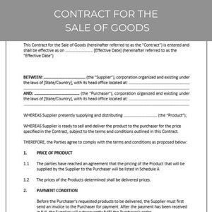 Contract for the Sale of Goods