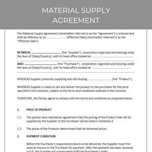 Material Supply Agreement